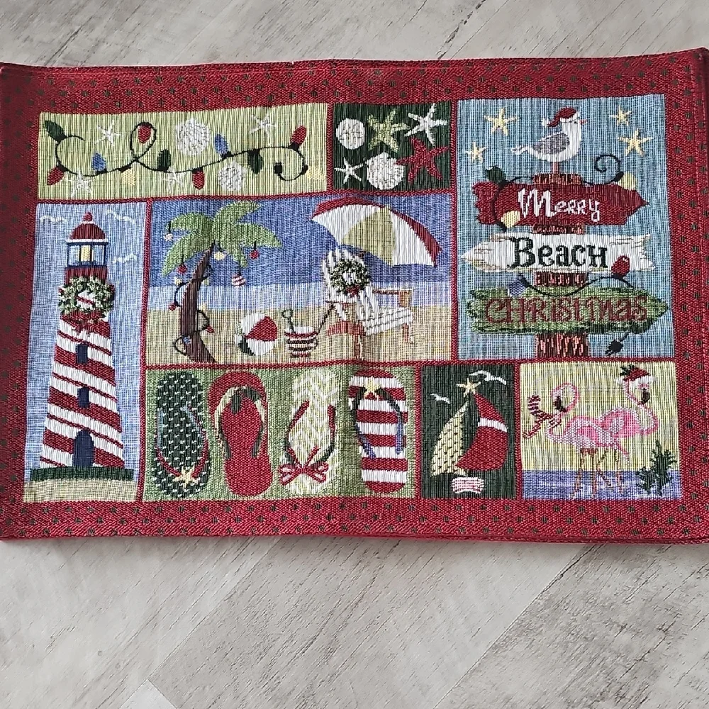 Holiday Beach Themed Tapestry Placemats Set Of 6